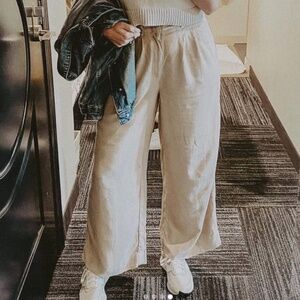 Tan ZSupply Farah Wide-Leg Linen Pants – Size XS